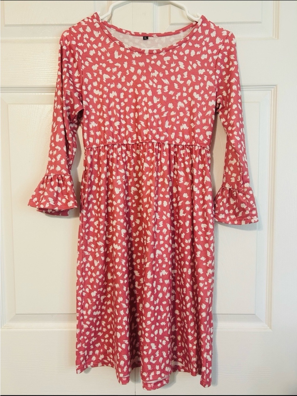 4 for $25! Amazon Girls' Rose Pink Printed Ruffle-Sleeve Dress